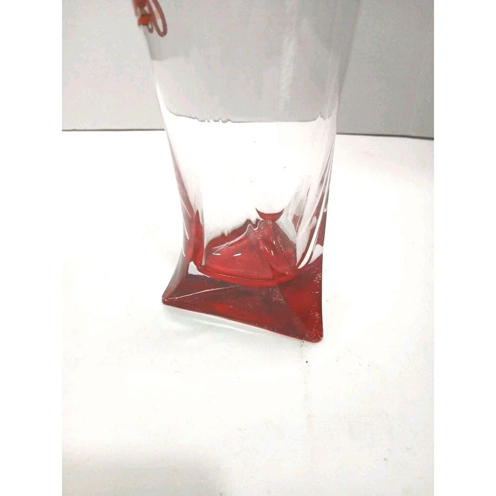Bass Ale Red Triangle Advertising Beer Glass 16 oz Red Pyramid Base Barware Pub